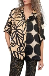 Alembika Serene Mixed Print Button-up Shirt In Black