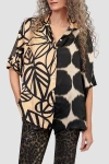 Alembika Serene Mixed Print Button-up Shirt In Black