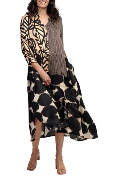 Alembika Serene Mixed Print Relaxed Maxi Shirt-dress