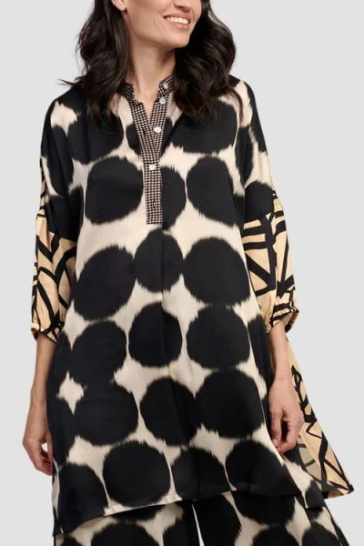 Alembika Serene Mixed Print Tunic With Mandarin Collar