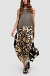 Alembika Sleeveless Mixed Print Maxi Dress In Black/cream