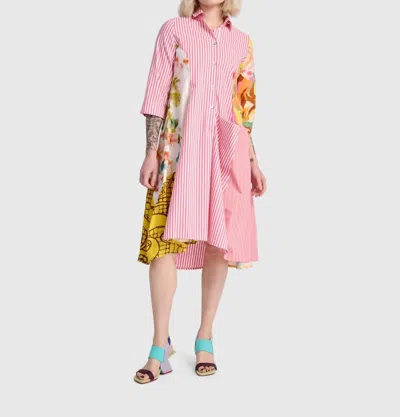Alembika Stripe & Floral Tunic Top In Blush In Pink