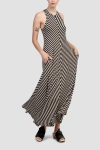 Alembika Striped Tank Maxi Dress In Black/beigestripes
