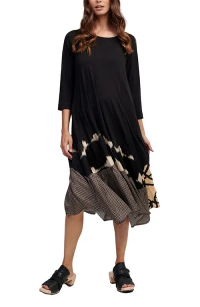 Alembika Tiered Mixed Media Midi Dress