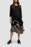Alembika Tiered Mixed Media Midi Dress In Black