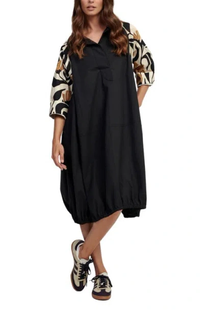 Alembika Tulip Poplin Oversized Shirt-dress In Black