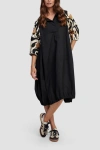 Alembika Tulip Poplin Oversized Shirt-dress In Black/tulipprint