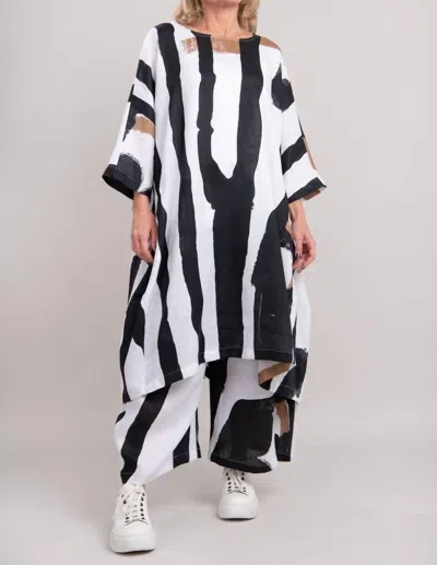 Alembika Urban Abstract Linen Dress In Zebra In Multi