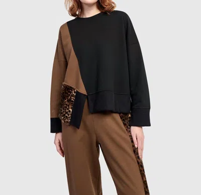 Alembika Urban Lair Crewneck Top In Mix In Black
