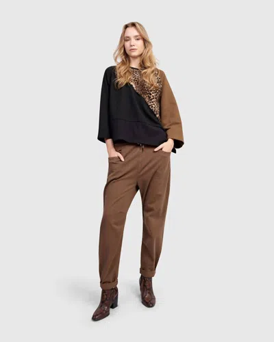 Alembika Urban Wildling Crewneck Top In Mix In Brown