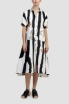 Alembika Zebra Mixed Print A-line Maxi Shirt-dress In White/black