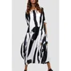 Alembika Zebra Print Cocoon Maxi Dress In White/black