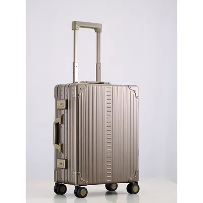 Aleon Aluminum International Carry On Spinner Suitcase In Brown