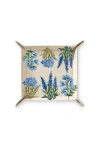 Alepel Fantasy Leaves Faux Leather Tray In Baby Blue