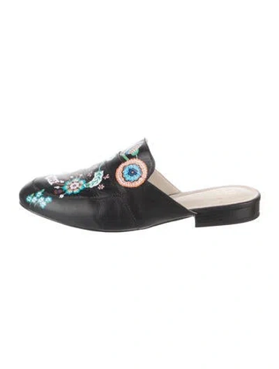 Pre-owned Alepel Leather Floral Print Mules In Multi