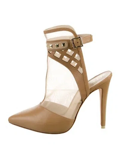 Pre-owned Alepel Mesh Slingback Pumps In Gold