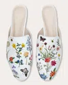 Alepel Women's Pressed Flowers Mule In White