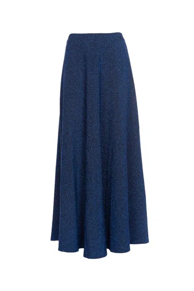 Alessandra Gallo Gonna Lunga In Lurex Blu