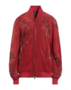 Alessandra Grimoldi Woman Jacket Red Size 8 Leather