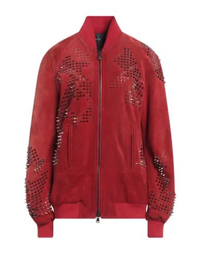 Alessandra Grimoldi Woman Jacket Red Size 8 Leather
