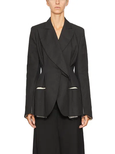 Alessandra Marchi Blazer Con Rever Asimmetrico In Black