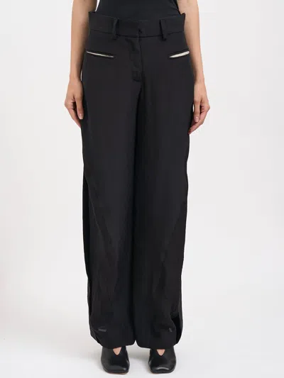 Alessandra Marchi Wide Leg Pants With Belt In Black