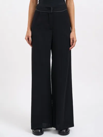 Alessandra Marchi Wide Trousers With Belt In Black