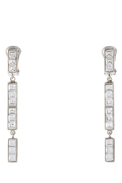 Alessandra Rich 8.5 Cm Embellished Metal Earrings For Women In Silver