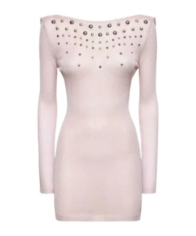Alessandra Rich A Bare-back Knitted Mini Dress In Pink