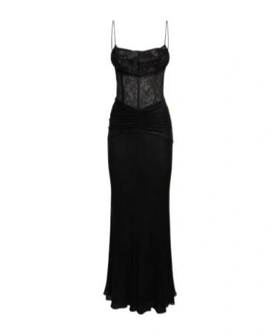 Alessandra Rich A Plain Lace Knitted Dress In Black