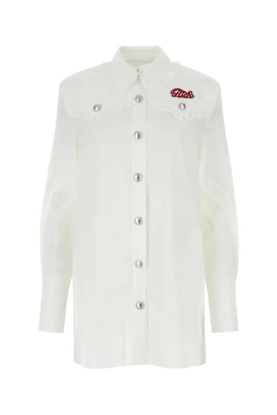 Alessandra Rich Ruffle-collar Poplin Shirt Dress In White