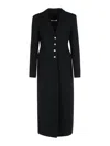 Alessandra Rich Wool Blend Coat Button Detailing In Black
