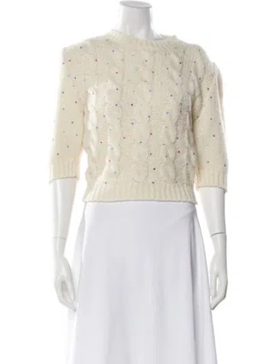 Pre-owned Alessandra Rich Alpaca Crew Neck Sweater In Neutral