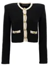 Alessandra Rich Alpaca Cropped Cardigan In Black