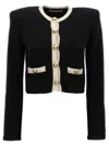 Alessandra Rich Alpaca Cropped Cardigan In Black