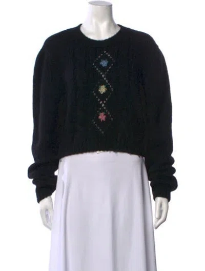 Pre-owned Alessandra Rich Alpaca Floral Print Sweater In Black