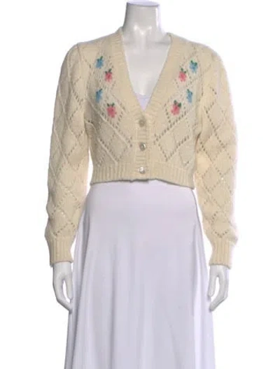 Pre-owned Alessandra Rich Alpaca Floral Print Sweater In Neutral