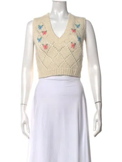 Pre-owned Alessandra Rich Alpaca Floral Print Sweater In Pink