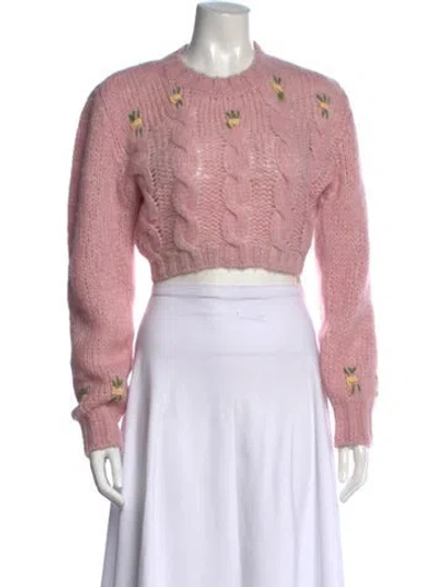 Pre-owned Alessandra Rich Alpaca Floral Print Sweater In Pink