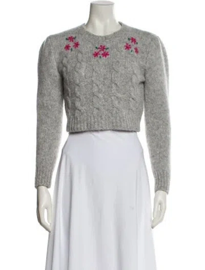 Pre-owned Alessandra Rich Alpaca Graphic Print Sweater In Gray