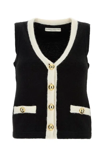 ALESSANDRA RICH ALESSANDRA RICH BLACK ALPACA BLEND VEST