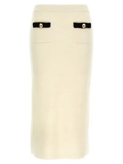 Alessandra Rich Alpaca Midi Skirt In Neutral