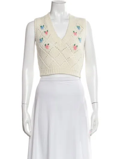 Pre-owned Alessandra Rich Alpaca Patterned Sweater W/ Tags In Neutrals