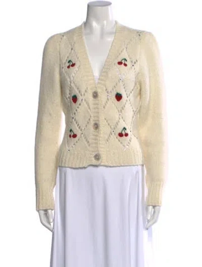 Pre-owned Alessandra Rich Alpaca Patterned Sweater In White