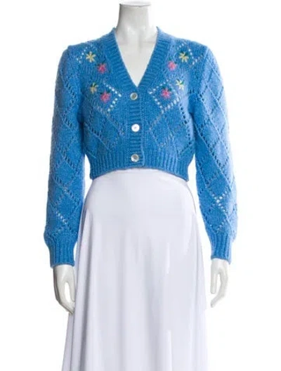 Pre-owned Alessandra Rich Alpaca Printed Sweater In Blue