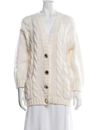 Pre-owned Alessandra Rich Alpaca V-neck Sweater In Neutrals