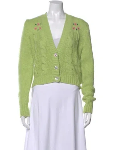 Pre-owned Alessandra Rich Alpaca V-neck Sweater W/ Tags In Green