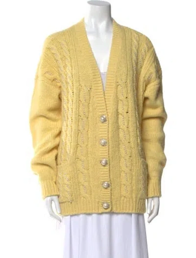 Pre-owned Alessandra Rich Alpaca V-neck Sweater In Yellow