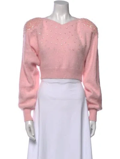 Pre-owned Alessandra Rich Angora Bateau Neckline Sweater In Pink