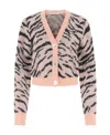 Alessandra Rich Zebra Pattern Knitted Cardigan In Nude